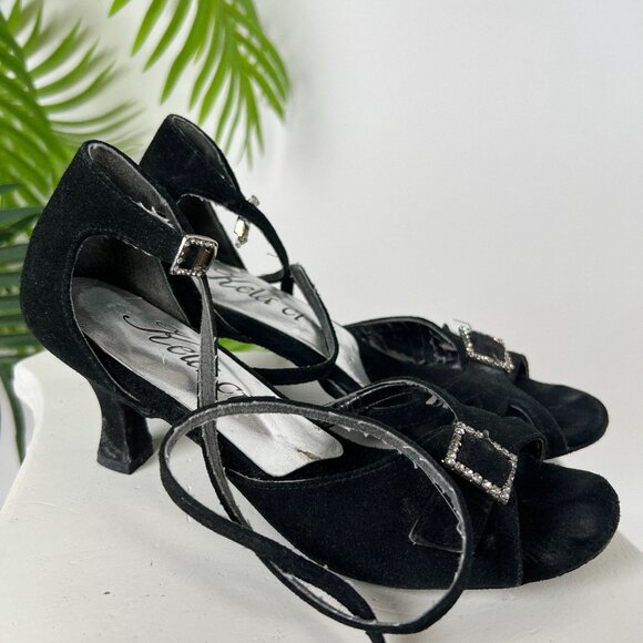 Vintage Y2K Romantic Grunge Open Toe Fairycore Leather Kitten Dance Heels / 6 - Picture 4 of 7